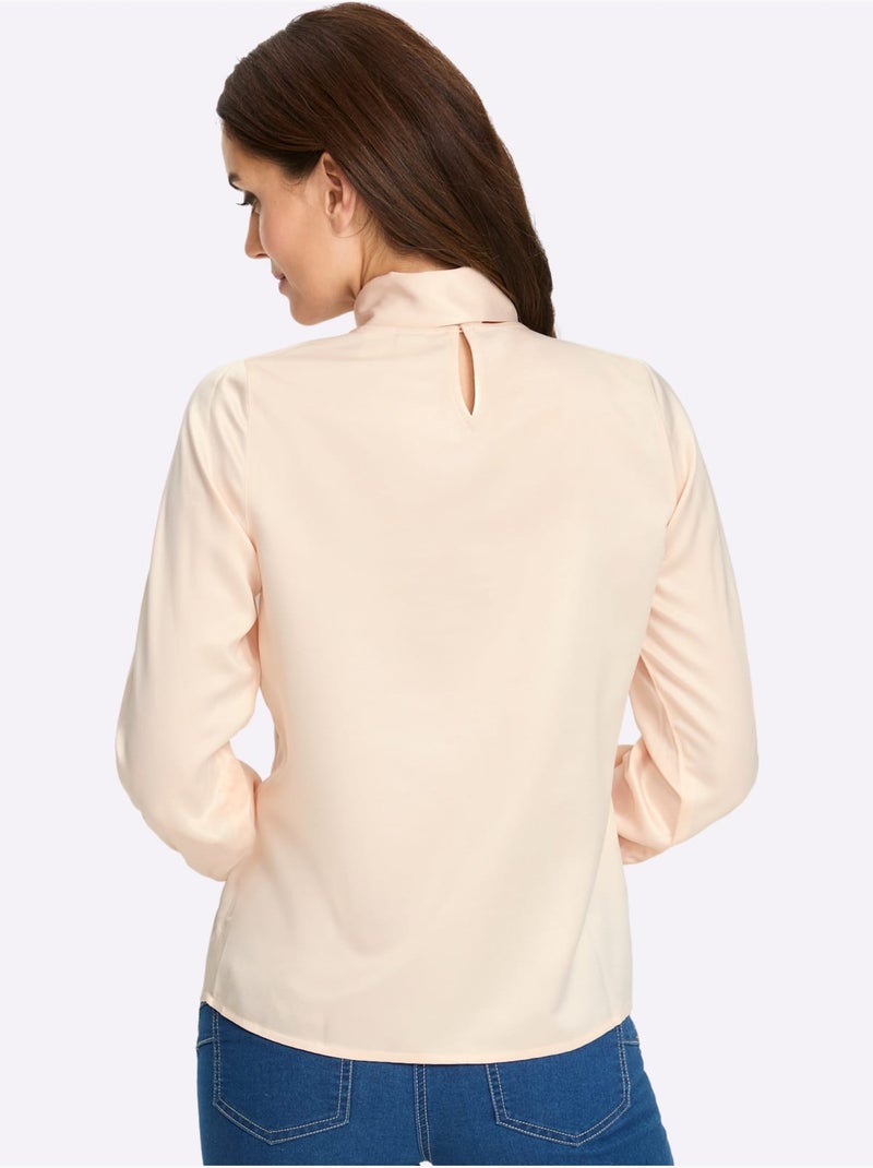 Chemisier lavallière lavallière amovible - taille standard - helline Marron clair - Kiabi