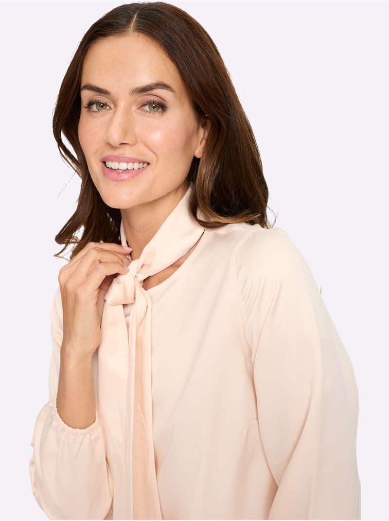 Chemisier lavallière lavallière amovible - taille standard - helline Marron clair - Kiabi