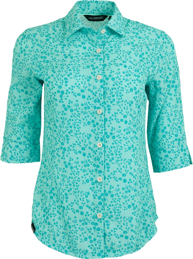 Chemisier léger manches ¾ motif/style imprimé kinnis - regatta Bleu turquoise - Kiabi