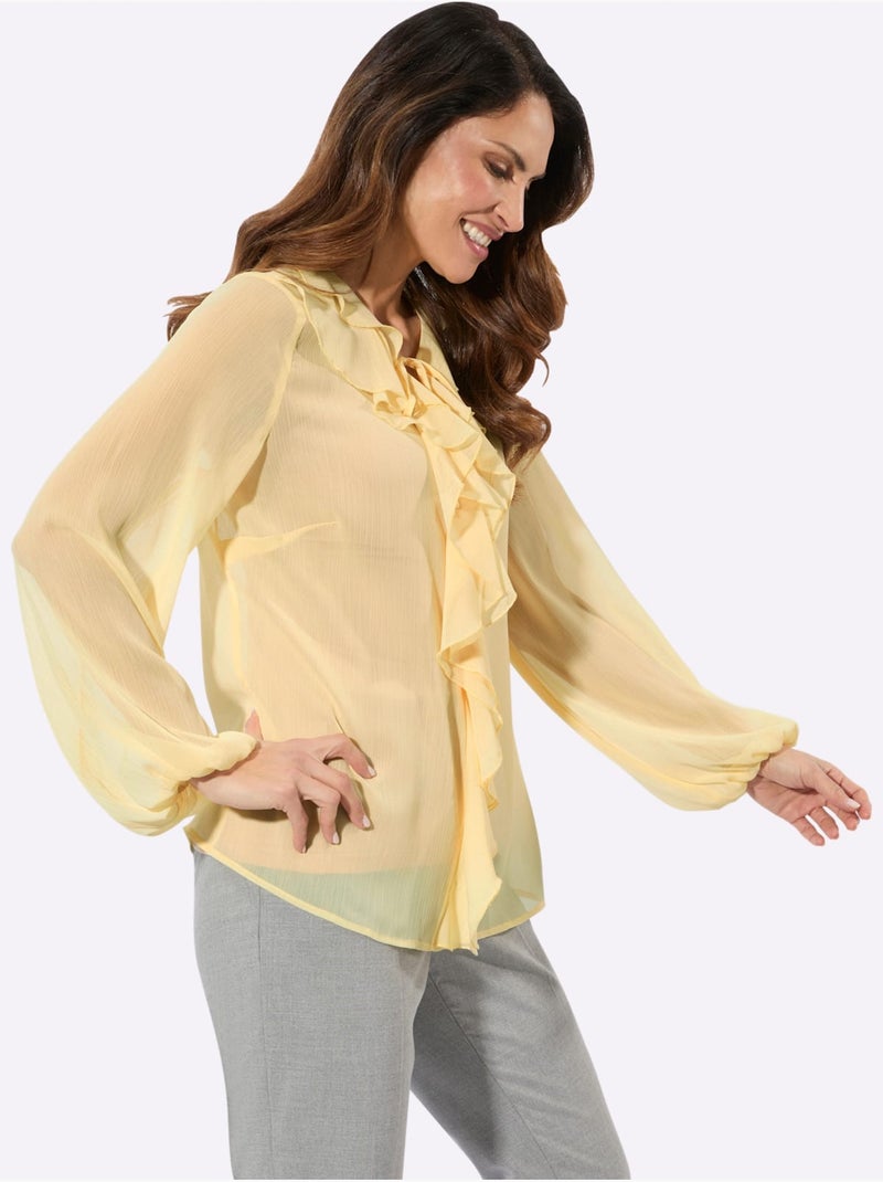 Chemisier Légère Qualité Froissée Tendance - Taille Standard - Witt Jaune - Kiabi