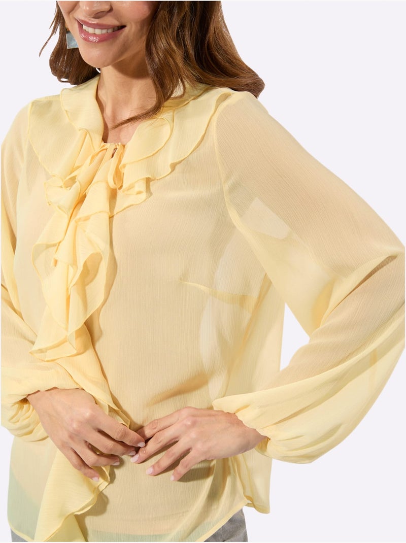Chemisier Légère Qualité Froissée Tendance - Taille Standard - Witt Jaune - Kiabi