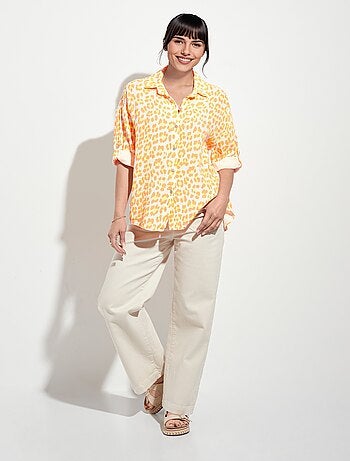 Chemisier léopard fluo en gaze de coton - AFIBEL