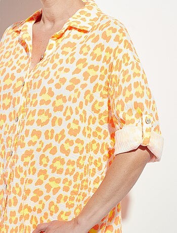Chemisier léopard fluo en gaze de coton - AFIBEL