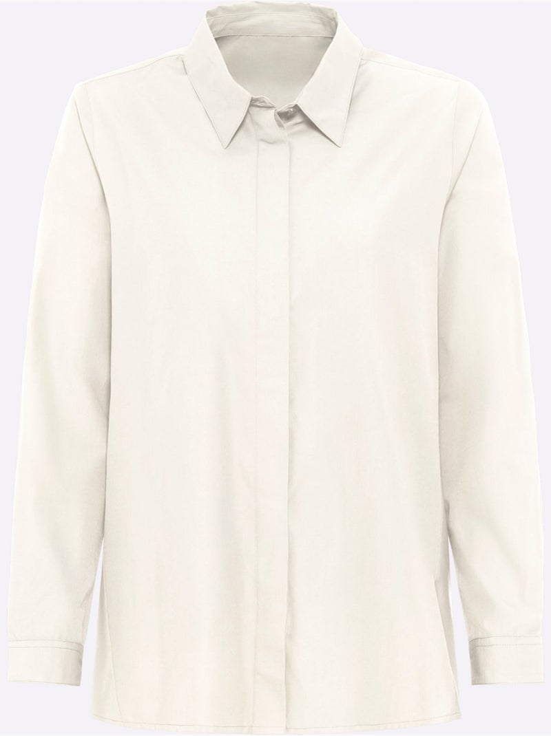 Chemisier Long 50% Coton - Taille Standard - Helline Ivoire - Kiabi