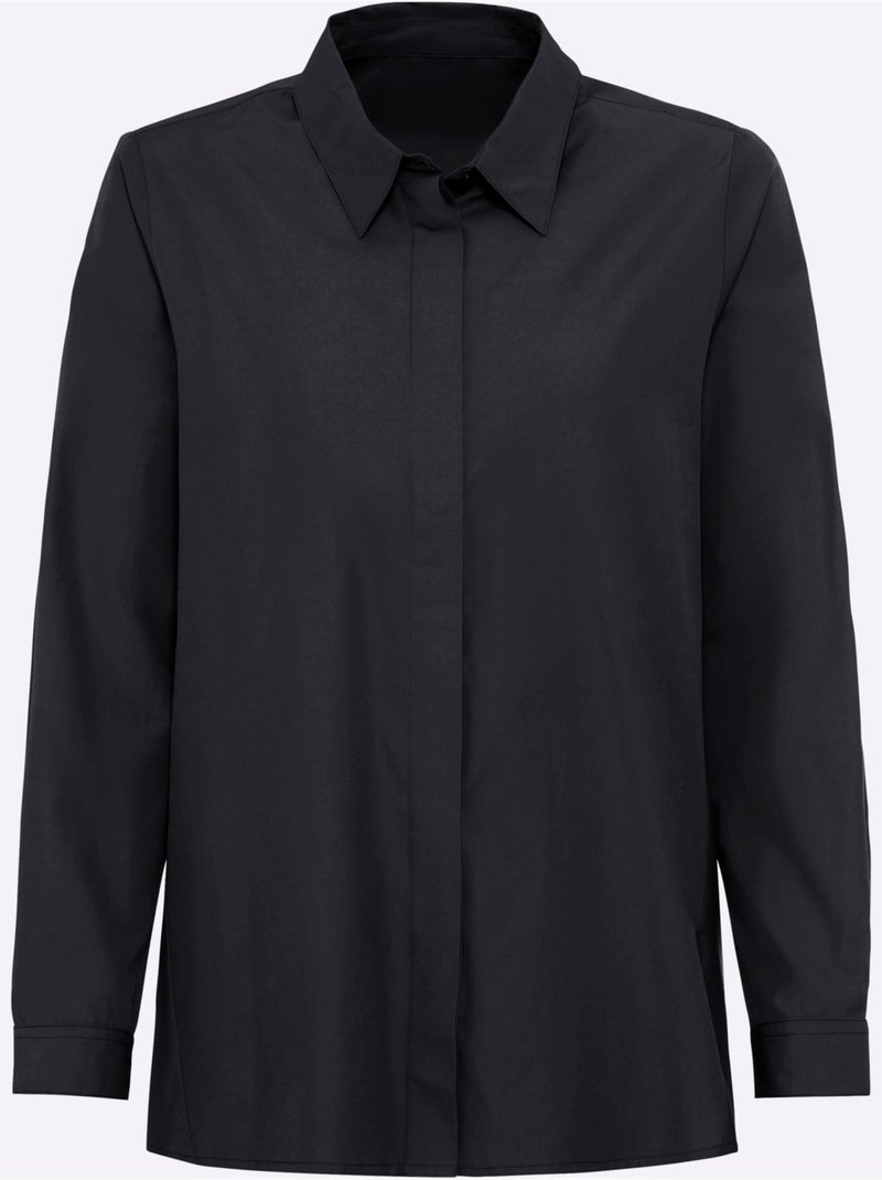 Chemisier Long 50% Coton - Taille Standard - Helline Noir - Kiabi