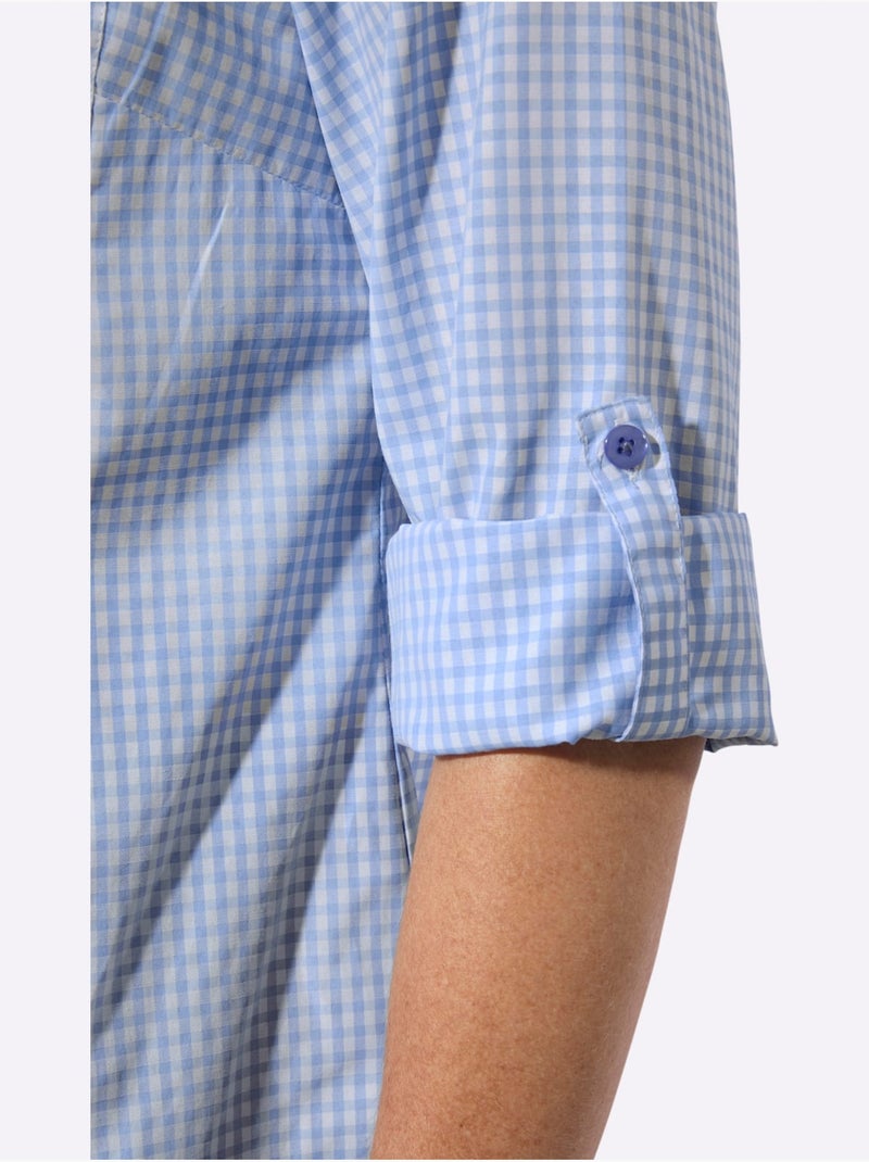 Chemisier Long 50% Coton - Taille Standard - Witt Bleu ciel - Kiabi