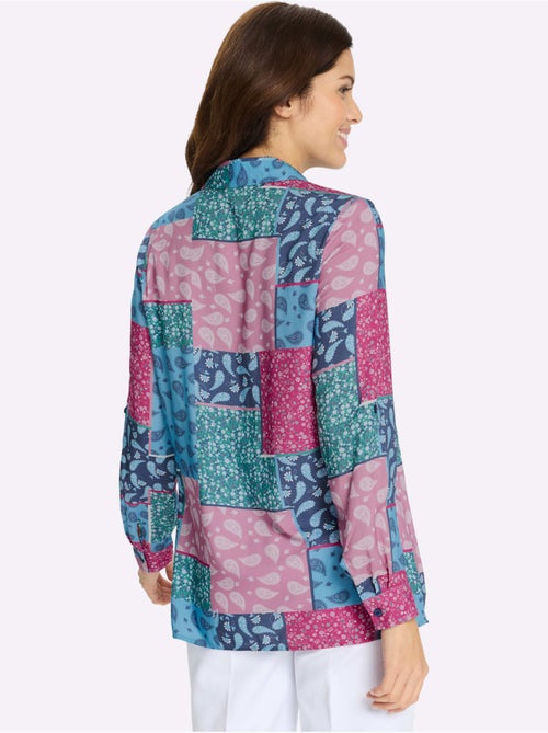 Chemisier long à col chemise avec motifs floraux et paisley - Taille standard - Moda Vilona - Kiabi Chemisier long à col chemise avec motifs floraux et paisley - Taille standard - Moda Vilona - Kiabi