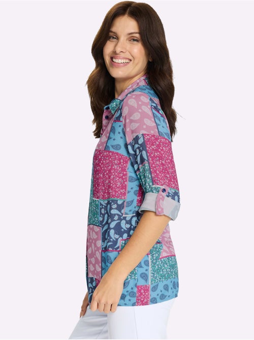 Chemisier long à col chemise avec motifs floraux et paisley - Taille standard - Moda Vilona - Kiabi Chemisier long à col chemise avec motifs floraux et paisley - Taille standard - Moda Vilona - Kiabi