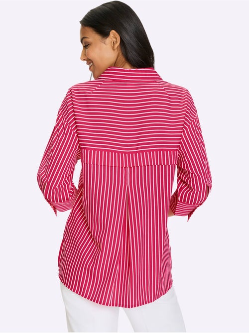 Chemisier long à col chemise et manches 3/4 rayé - Taille standard - Moda Vilona - Kiabi