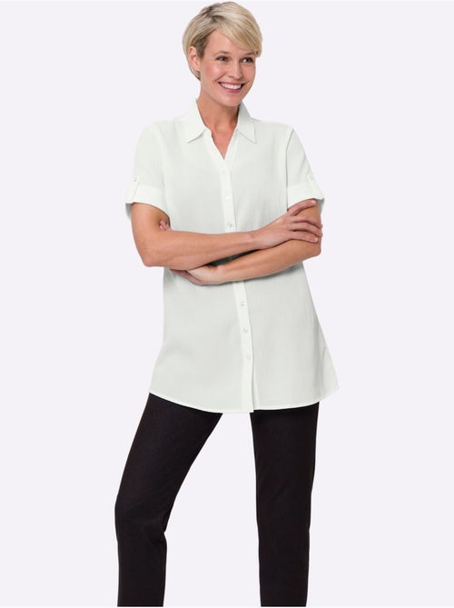 Chemisier long à col chemise et manches courtes avec bouton - Taille standard - Moda Vilona - Kiabi