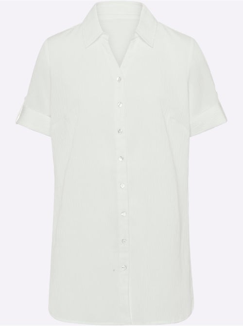 Chemisier long à col chemise et manches courtes avec bouton - Taille standard - Moda Vilona - Kiabi