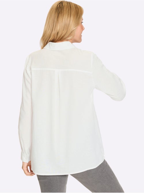 Chemisier long à col ouvert et manches longues ajustables - Taille standard - Moda Vilona - Kiabi Chemisier long à col ouvert et manches longues ajustables - Taille standard - Moda Vilona - Kiabi
