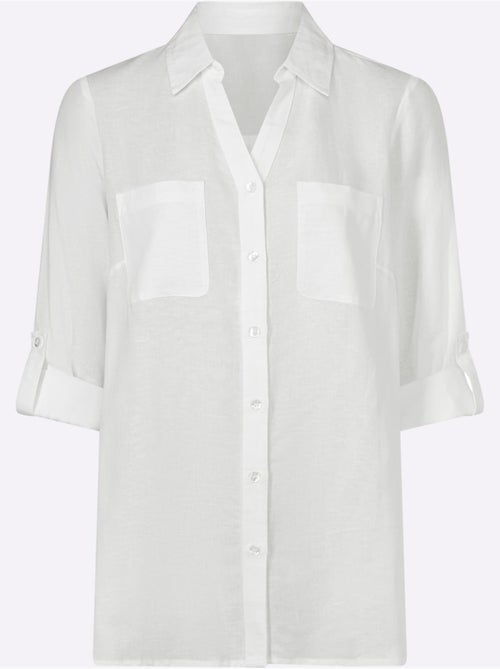Chemisier long à col ouvert et manches longues ajustables - Taille standard - Moda Vilona - Kiabi Chemisier long à col ouvert et manches longues ajustables - Taille standard - Moda Vilona - Kiabi