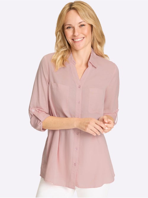 Chemisier long à col ouvert et manches longues transformables - Taille standard - Moda Vilona - Kiabi Chemisier long à col ouvert et manches longues transformables - Taille standard - Moda Vilona - Kiabi