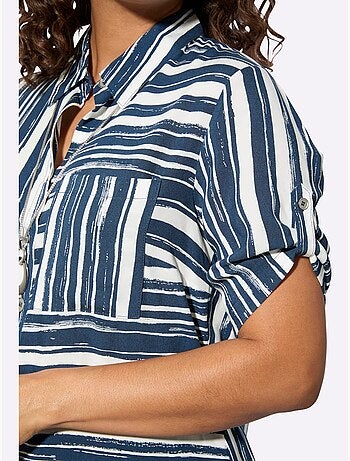 Chemisier long à rayures avec col chemise et manches courtes - Taille standard - Witt