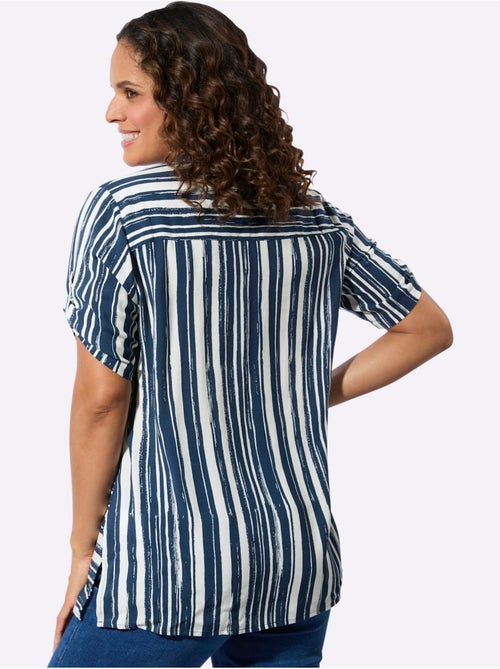 Chemisier long à rayures avec col chemise et manches courtes - Taille standard - Witt - Kiabi