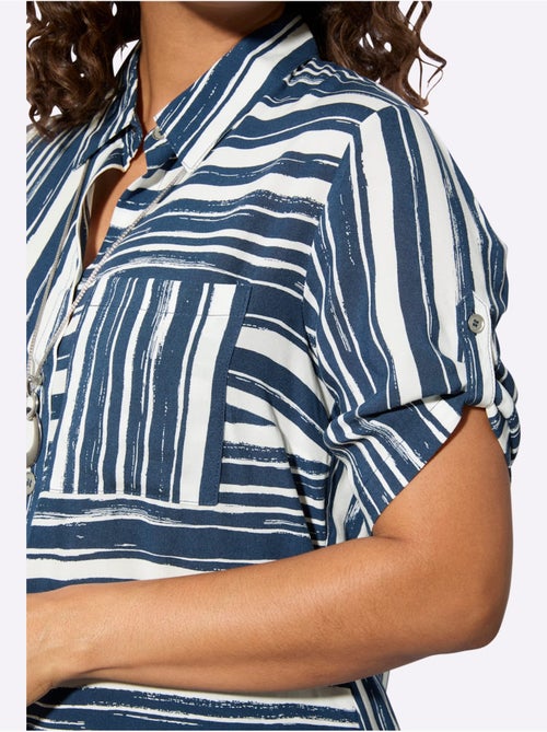 Chemisier long à rayures avec col chemise et manches courtes - Taille standard - Witt - Kiabi