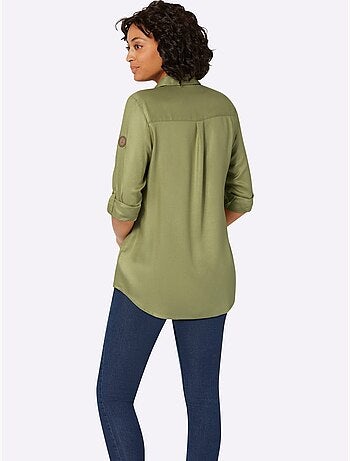 Chemisier long avec col chemise et manches retroussées à 3/4 - Taille standard - Witt
