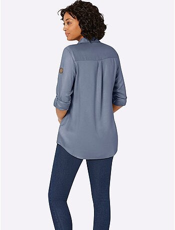 Chemisier long avec col chemise et manches retroussées à 3/4 - Taille standard - Witt