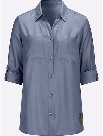 Chemisier long avec col chemise et manches retroussées à 3/4 - Taille standard - Witt