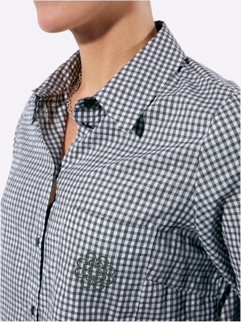 Chemisier long avec col classique et manches longues ajustables - Taille standard - Witt Noir Blanc - Kiabi