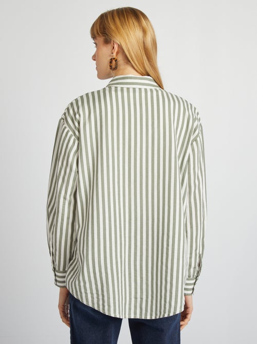 Chemisier long avec poche poitrine avec 20% de lin - Kiabi