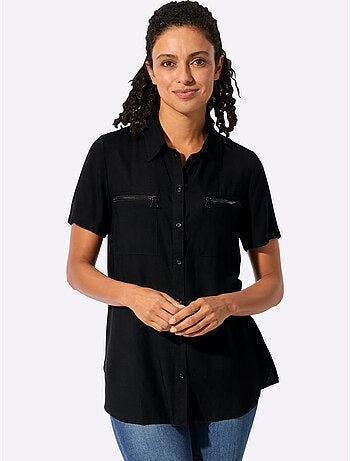Chemisier long avec poches poitrine à glissière et col chemise - Taille standard - Witt
