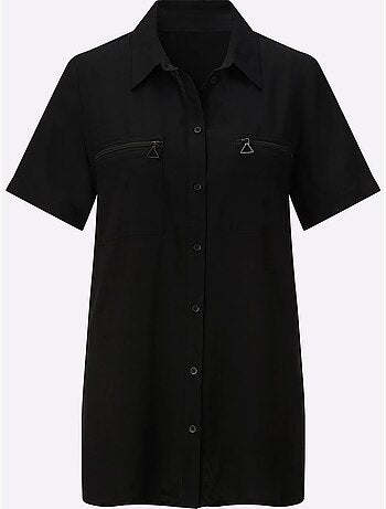 Chemisier long avec poches poitrine à glissière et col chemise - Taille standard - Witt