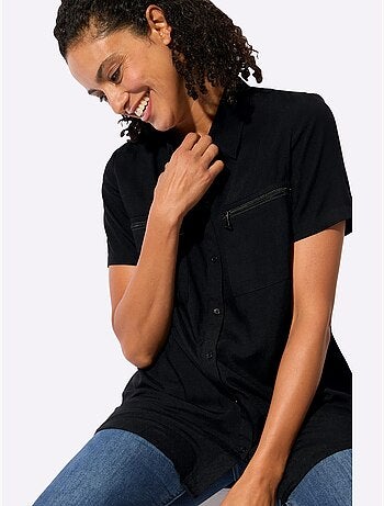 Chemisier long avec poches poitrine à glissière et col chemise - Taille standard - Witt