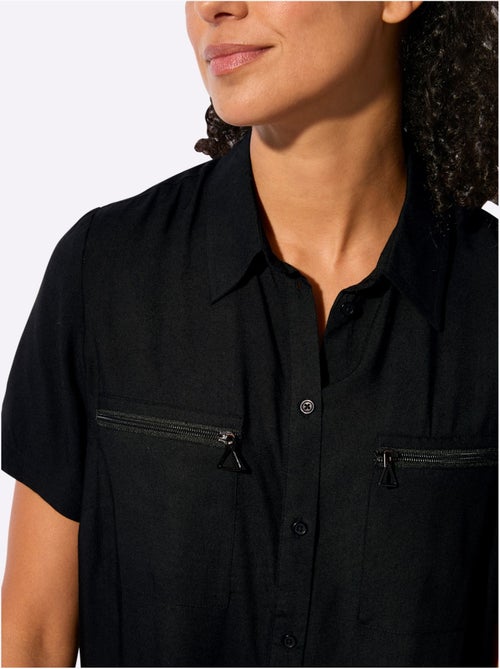 Chemisier long avec poches poitrine à glissière et col chemise - Taille standard - Witt - Kiabi Chemisier long avec poches poitrine à glissière et col chemise - Taille standard - Witt - Kiabi