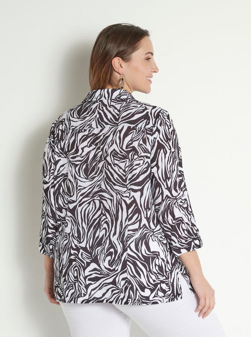 Chemisier long boutonné manches 3/4 peau de bête - Afibel - Kiabi