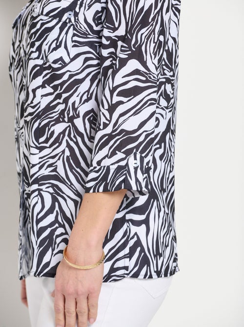 Chemisier long boutonné manches 3/4 peau de bête - Afibel - Kiabi