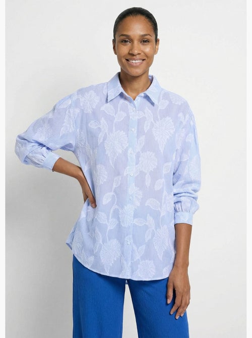 Chemisier long coton rayures et jacquard - Afibel - Kiabi Chemisier long coton rayures et jacquard - Afibel - Kiabi