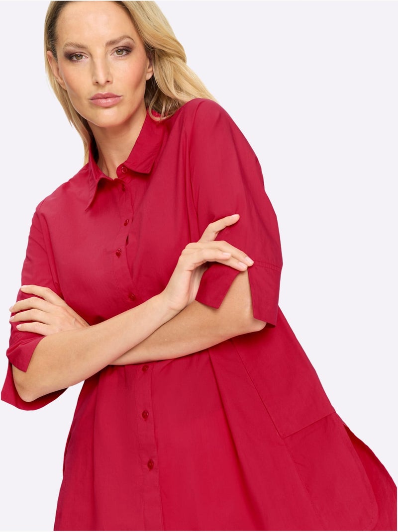 Chemisier Long Coupe Longue Affinante - Taille Standard - Helline Rouge - Kiabi