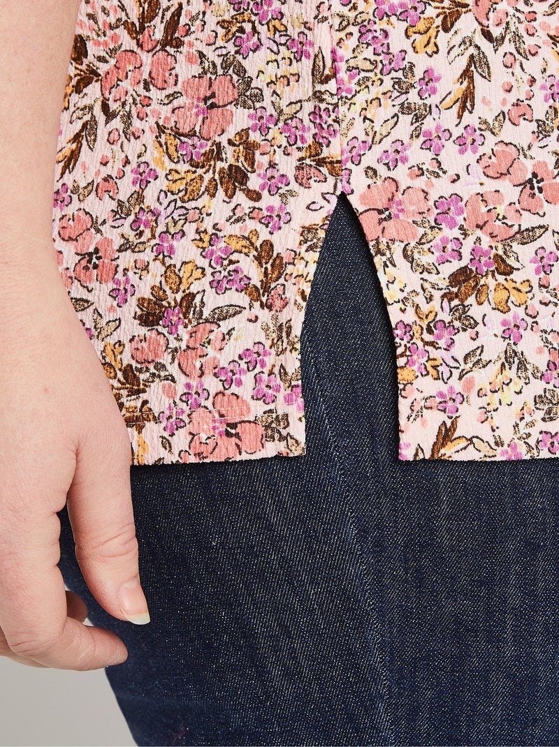 Chemisier long crêpe fleuri Multicolore - Kiabi