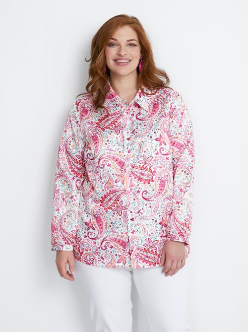Chemisier long droit boutonné en satin - Afibel - Kiabi