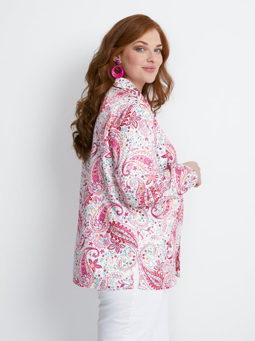 Chemisier long droit boutonné en satin - Afibel - Kiabi