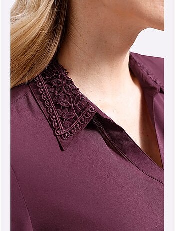 Chemisier long empiècement en dentelle - taille standard - moda vilona