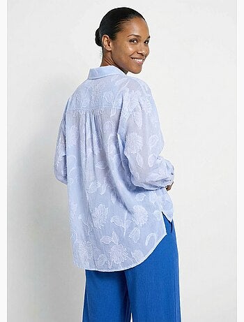 Chemisier long en coton rayé - afibel