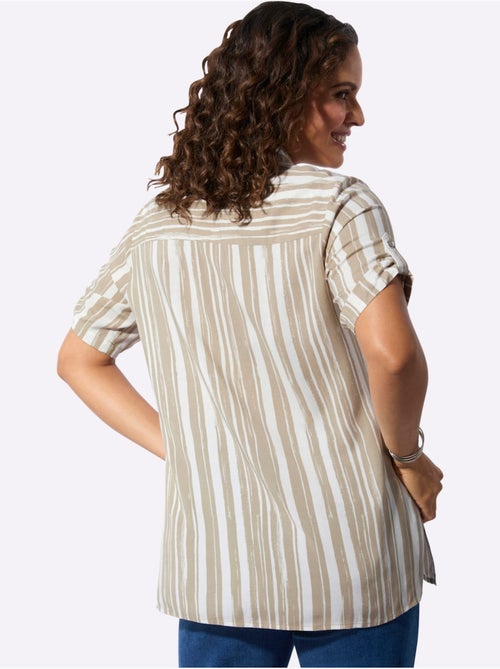 Chemisier long en viscose avec col chemise et rayures - Taille standard - Witt - Kiabi