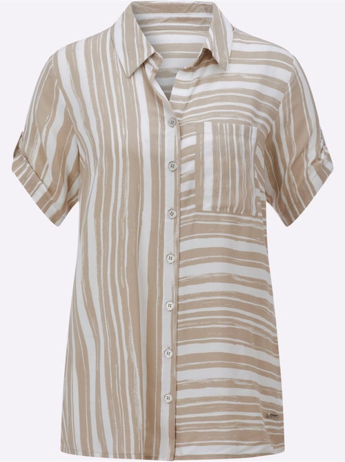 Chemisier long en viscose avec col chemise et rayures - Taille standard - Witt - Kiabi