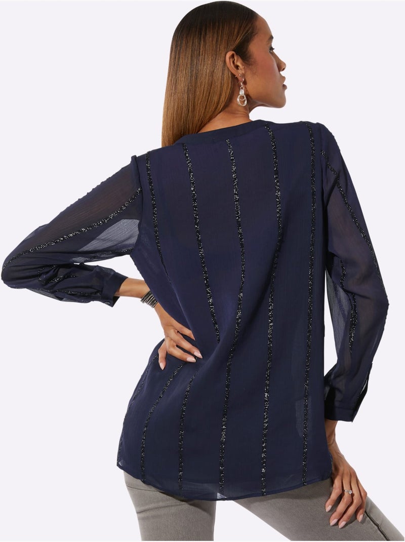 Chemisier Long Fil Brillant Tissé - Taille Standard - Helline Bleu marine - Kiabi
