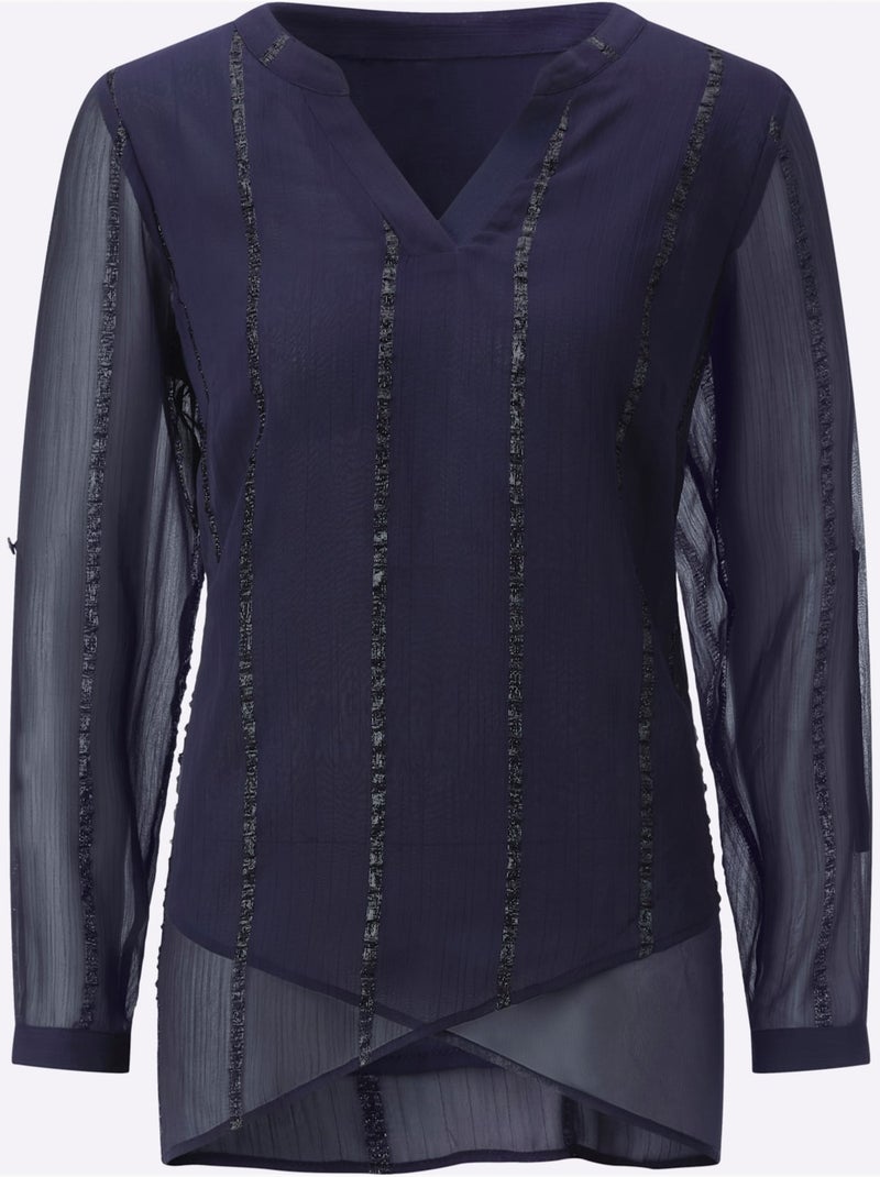 Chemisier Long Fil Brillant Tissé - Taille Standard - Helline Bleu marine - Kiabi