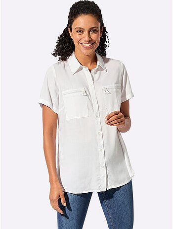 Chemisier long fluide avec col chemise et poches zippées - Taille standard - Witt