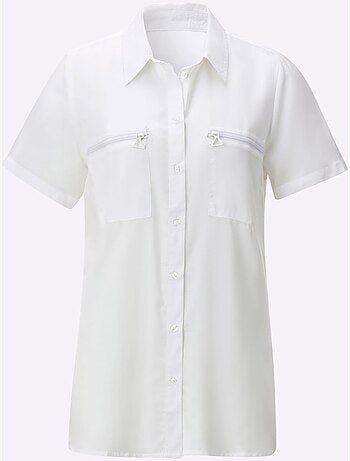 Chemisier long fluide avec col chemise et poches zippées - Taille standard - Witt
