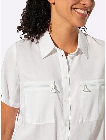 Chemisier long fluide avec col chemise et poches zippées - Taille standard - Witt