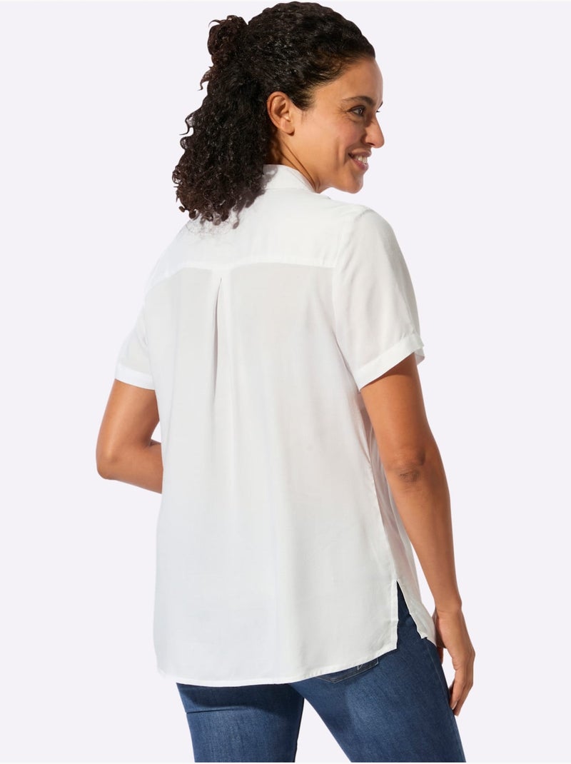 Chemisier long fluide avec col chemise et poches zippées - Taille standard - Witt Blanc - Kiabi
