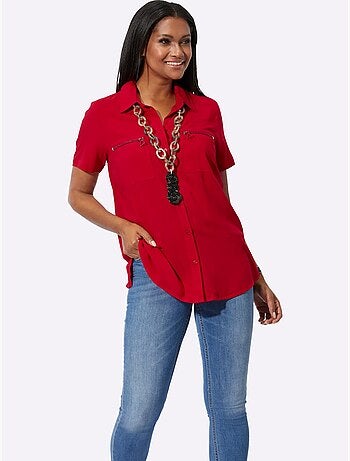 Chemisier long fluide en viscose avec col chemise et poches poitrine - Taille standard - Witt