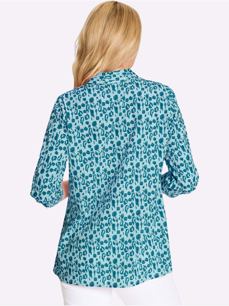 Chemisier Long Joli Motif Léopard - Taille Standard - Moda Vilona Bleu Vert - Kiabi