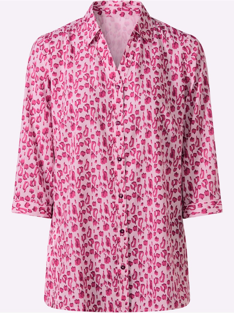 Chemisier Long Joli Motif Léopard - Taille Standard - Moda Vilona Rose clair - Kiabi